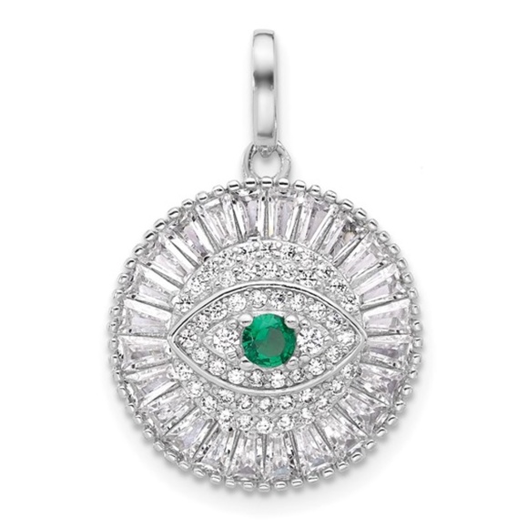 CZ Evil Eye Pendant Sterling Silver